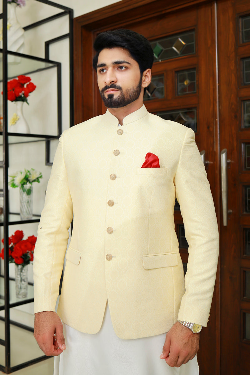Men Jamawar Prince Coat Light Golden – SA