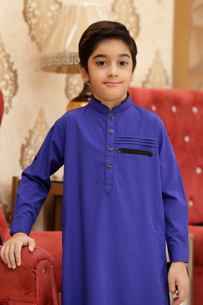 Boys Kameez Shalwar Premium Blended Fabric Blue SaeedAjmal