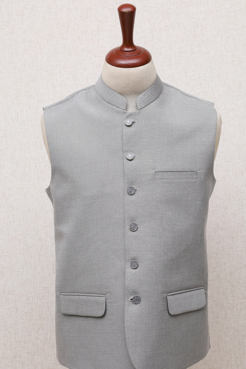 Men Premium Waistcoat Silver – SA - Main Image