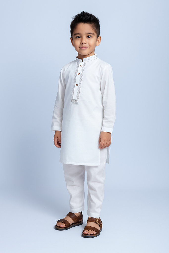 Boys Cotton Kameez Shalwar Off White