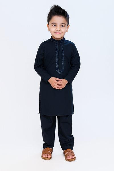 Boys Wash n Wear Kameez Shalwar Black