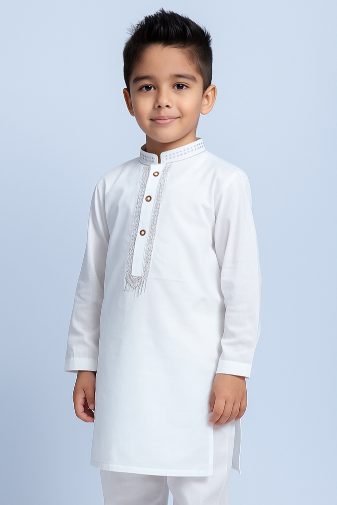 Boys Cotton Kameez Shalwar Off White