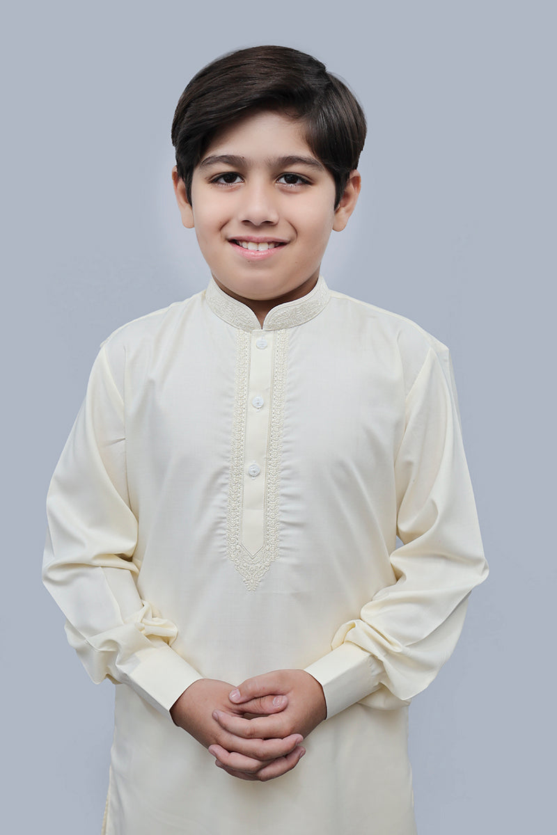 Boys Wash n Wear Kameez Shalwar Cream