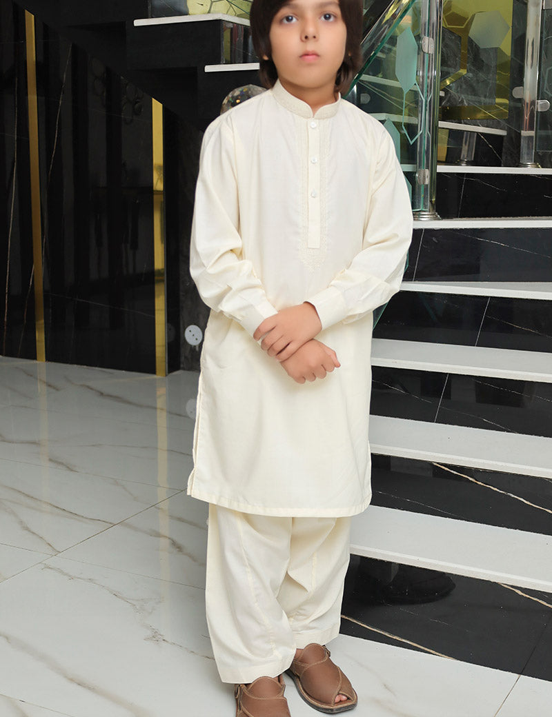 Boy Wash n Wear Kameez Shalwar Cream