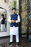 Premium Blue Waistcoat Jacquard Fabric