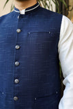 Premium Blue Waistcoat Jacquard Fabric