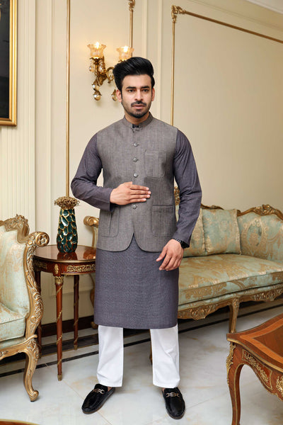 Premium Salt & Paper Waistcoat Suiting Fabric