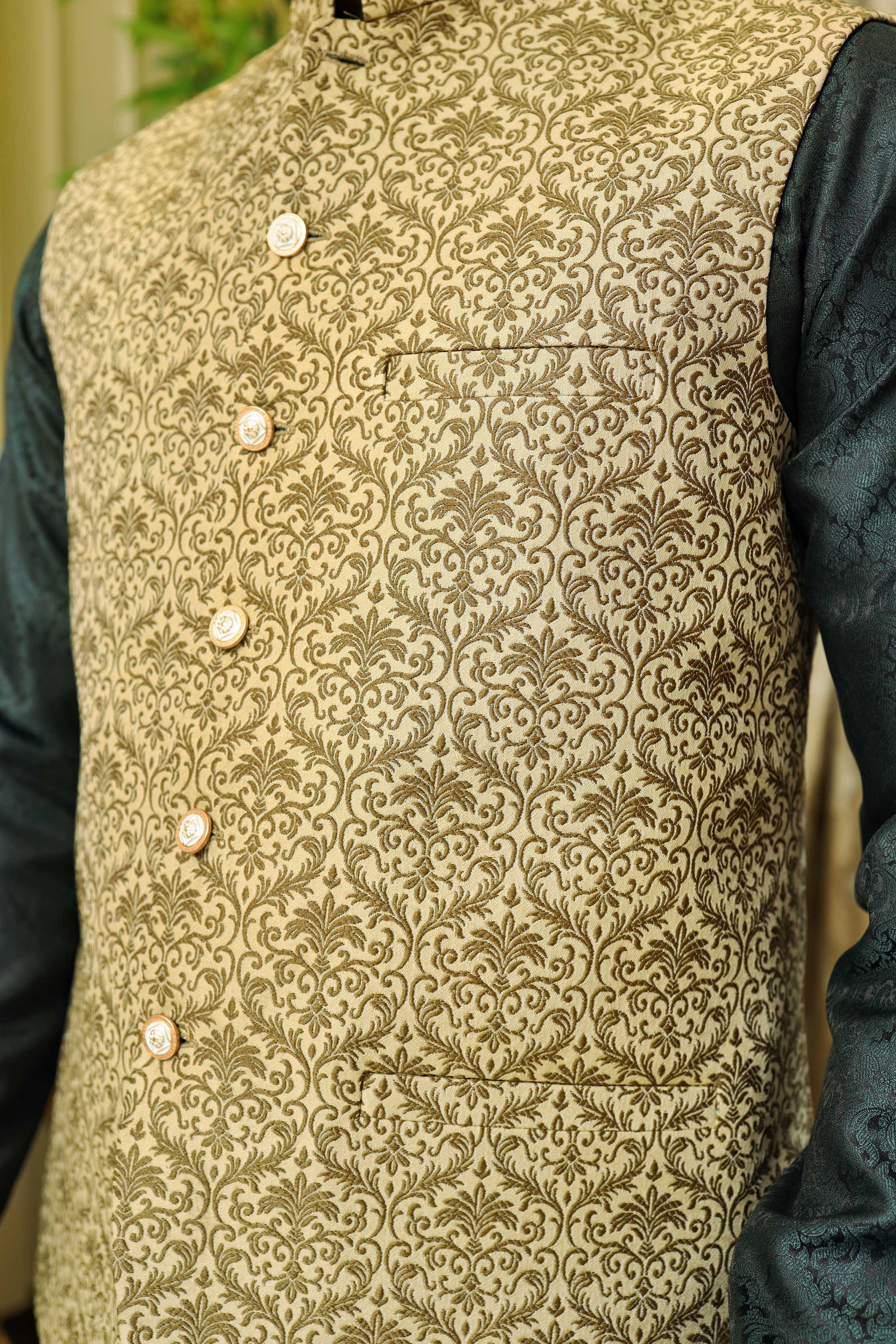 Premium Skin waistcoat Jamawar Fabric