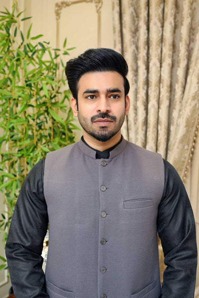 Premium Charcoal waistcoat Knit Fabric