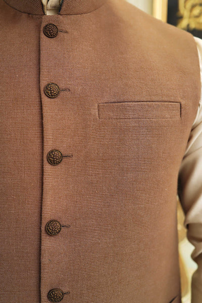 Premium Brown Waistcoat Wool Fabric