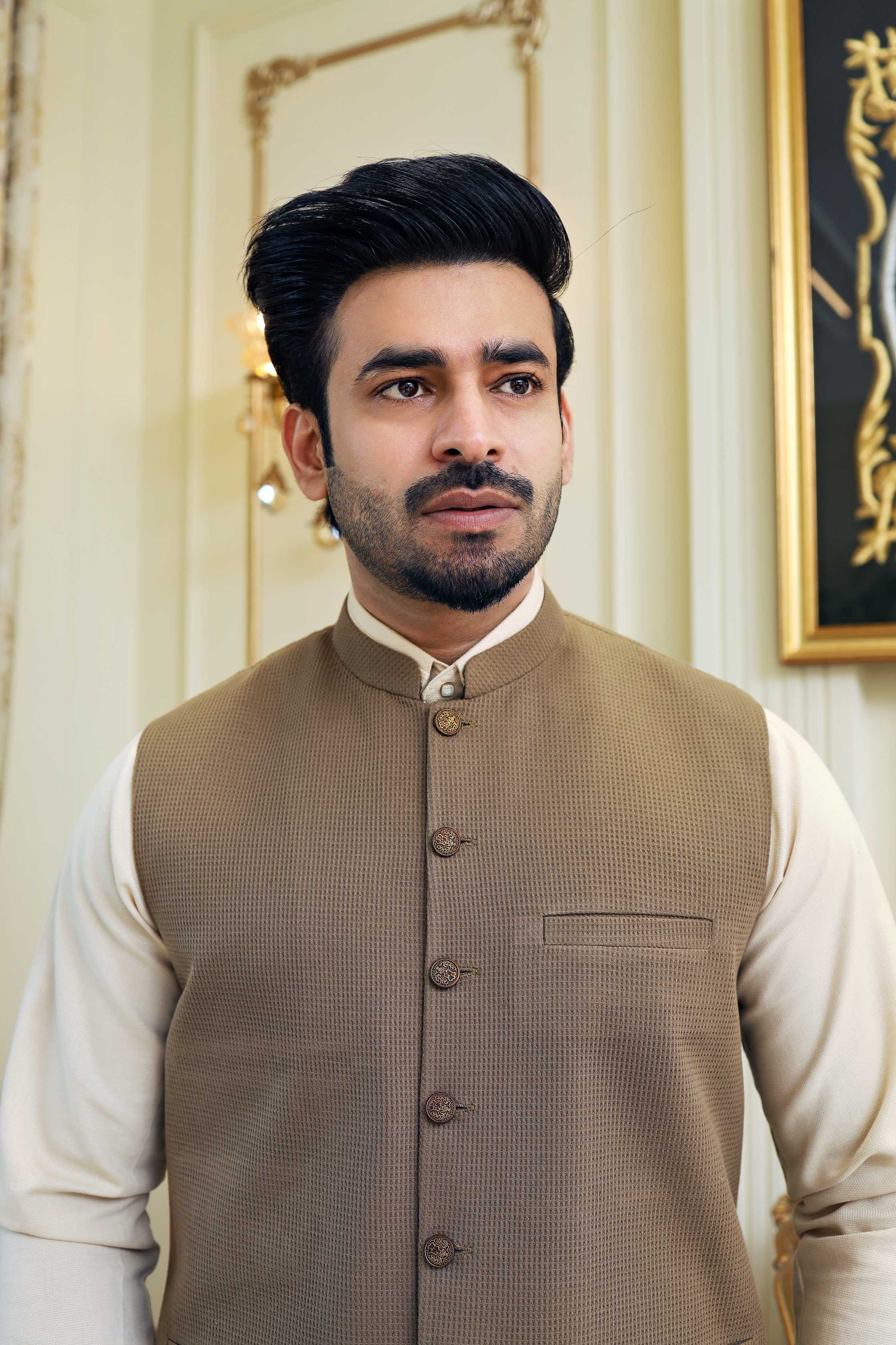 Premium Camel waistcoat Knit Fabric