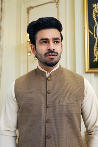 Premium Camel waistcoat Knit Fabric