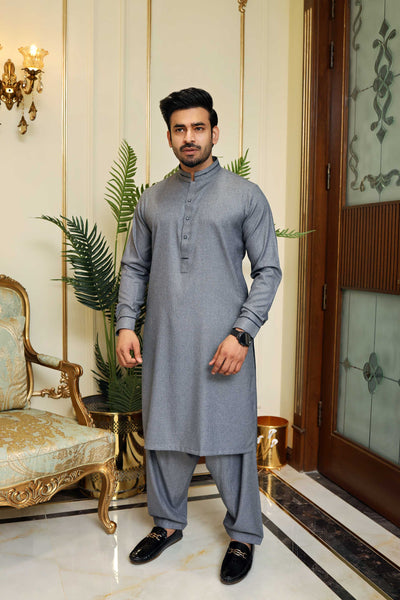 Premium Grey kameez Shalwar Blended Fabric
