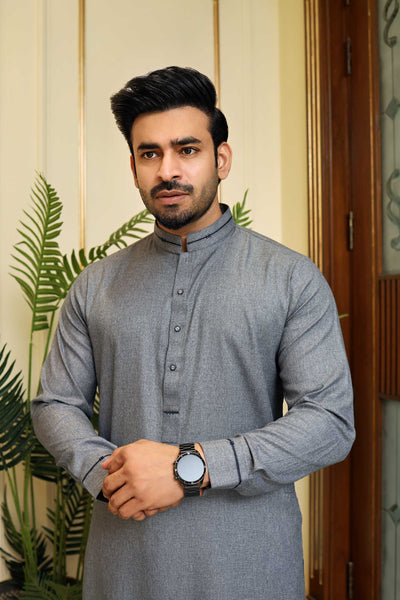 Premium Grey kameez Shalwar Blended Fabric