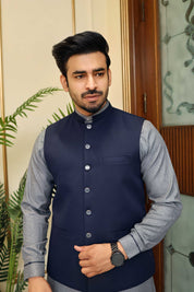 Premium Navy Waistcoat Blended Suiting Fabric