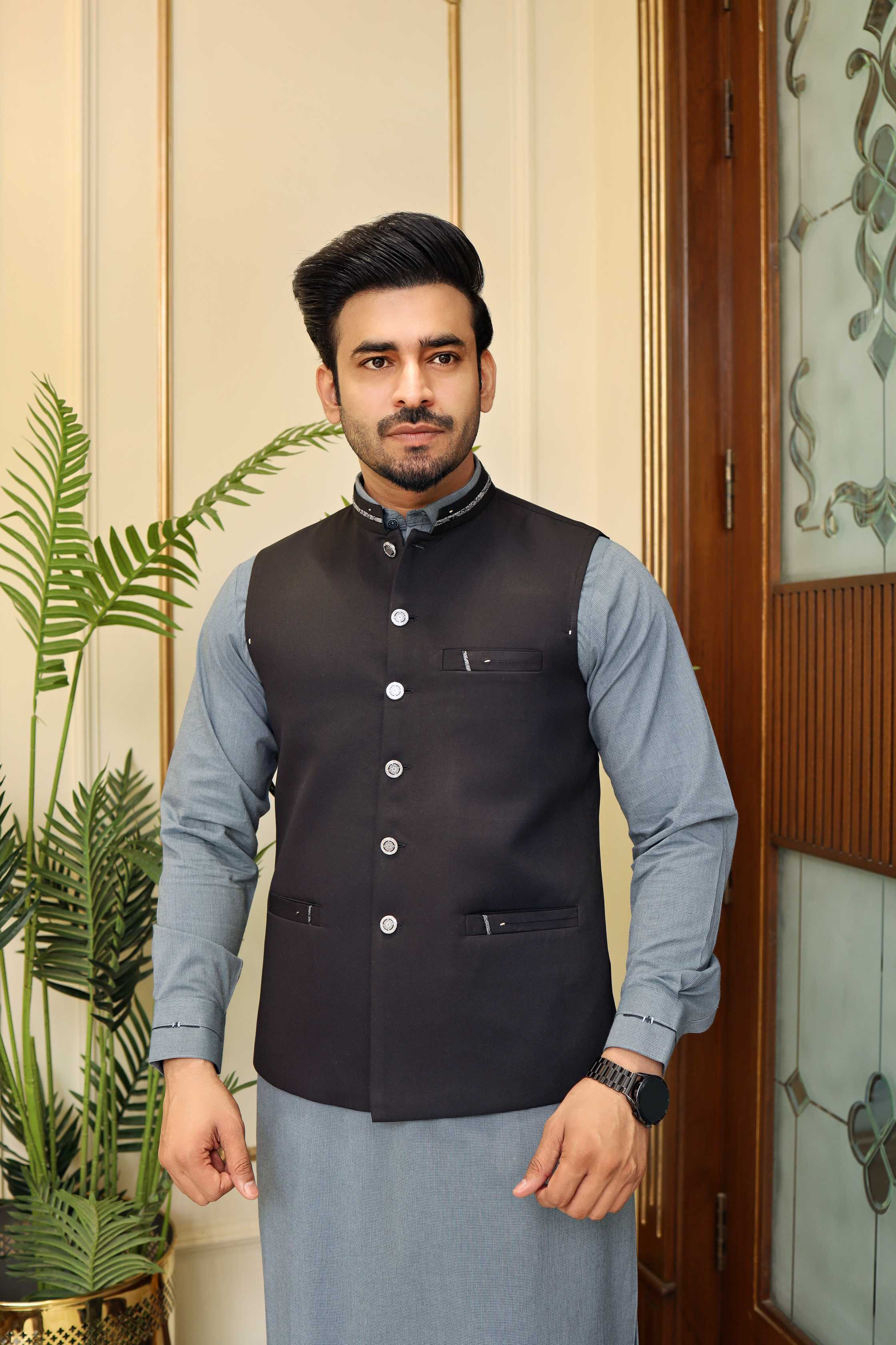 Premium Black Waistcoat Suiting Fabric