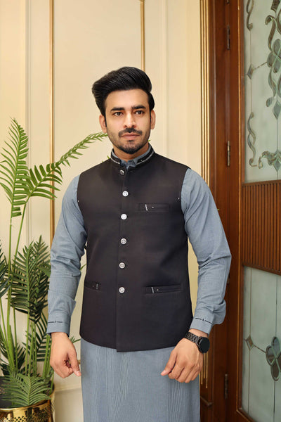 Premium Black Waistcoat Suiting Fabric
