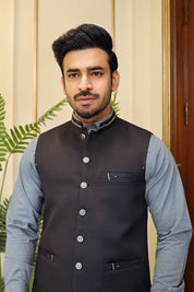 Premium Black Waistcoat Suiting Fabric