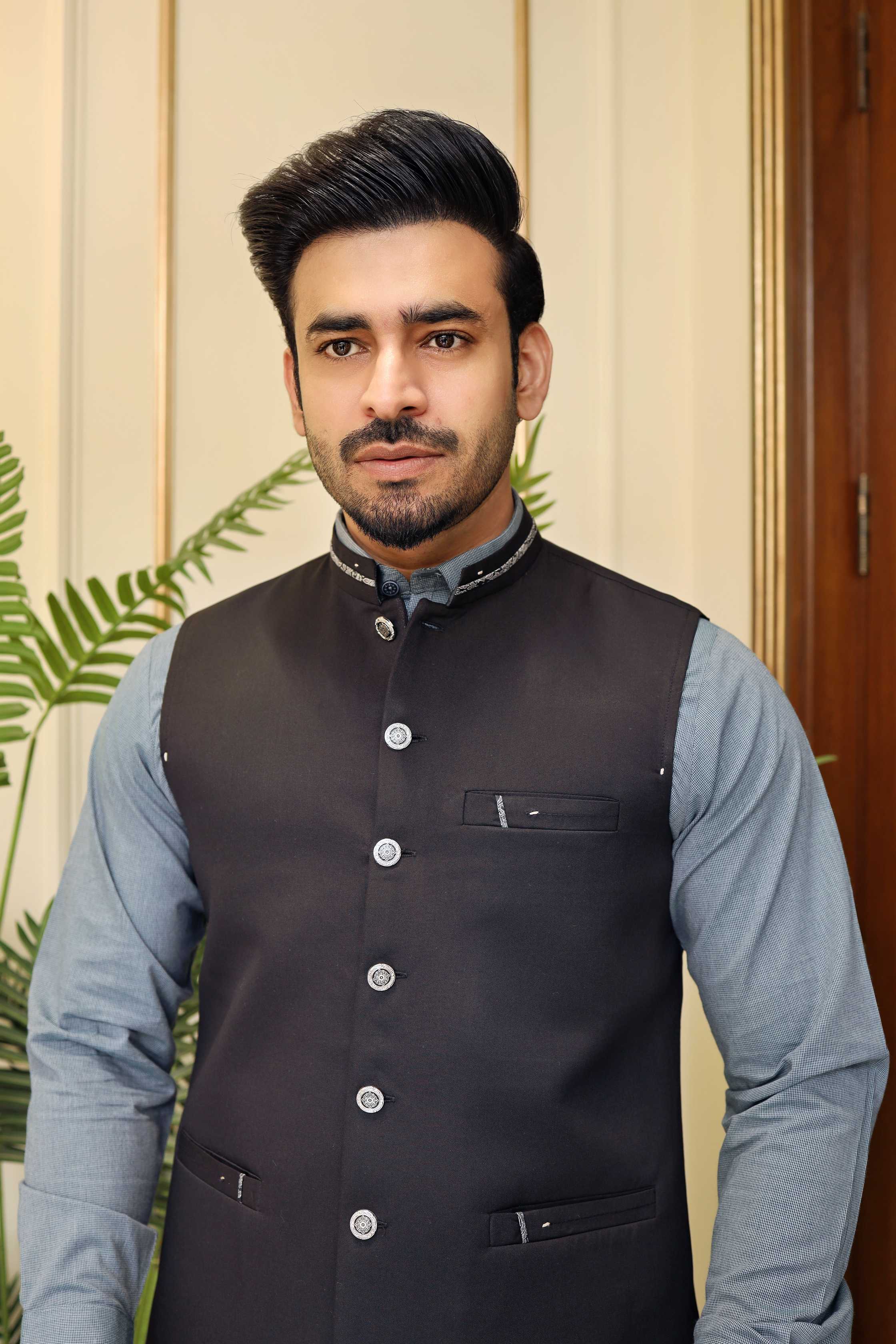 Premium Black Waistcoat Suiting Fabric