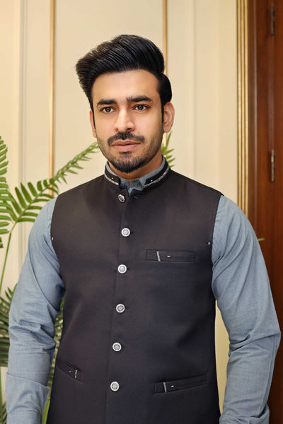 Premium Black Waistcoat Suiting Fabric