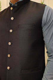Premium Black Waistcoat Blended Suiting Fabric