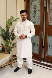 Premium Off White Kameez Shalwar Blended Fabric