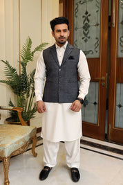 Premium Black Waistcoat Wool Fabric