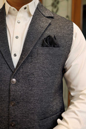 Premium Black Waistcoat Wool Fabric