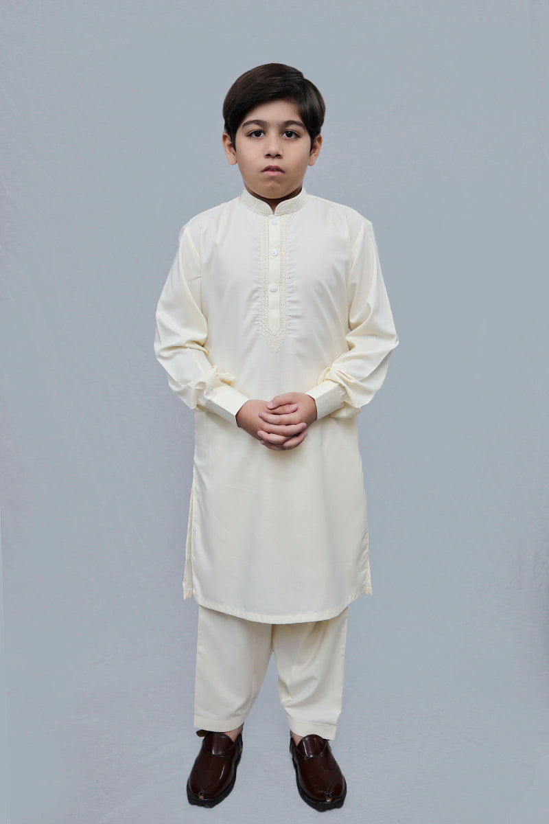 Boys Wash n Wear Kameez Shalwar Cream