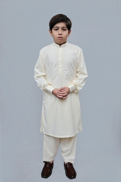 Boys Wash n Wear Kameez Shalwar Cream
