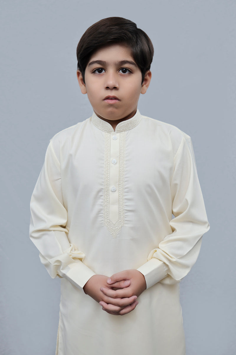 Boys Wash n Wear Kameez Shalwar Cream