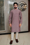 Men Classic Cotton Kurta Purple