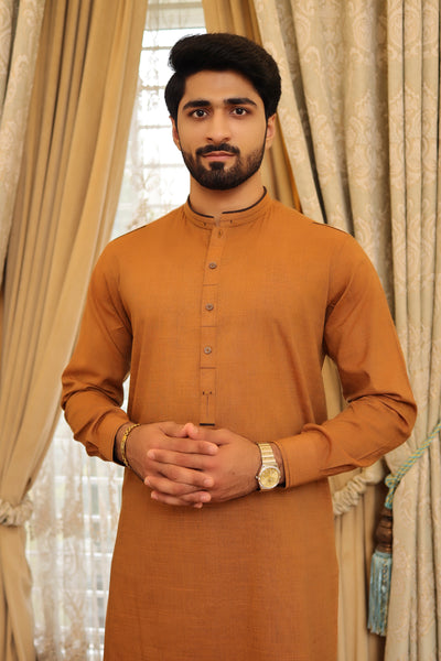 Men Premium Khaddar Kameez Shalwar Mustard