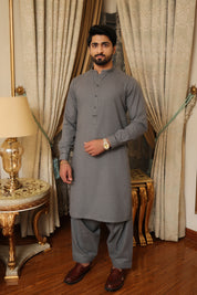 Men Premium Wool Kameez Shalwar Charcoal