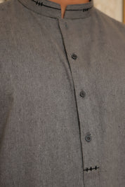 Men Premium Wool Kameez Shalwar Charcoal