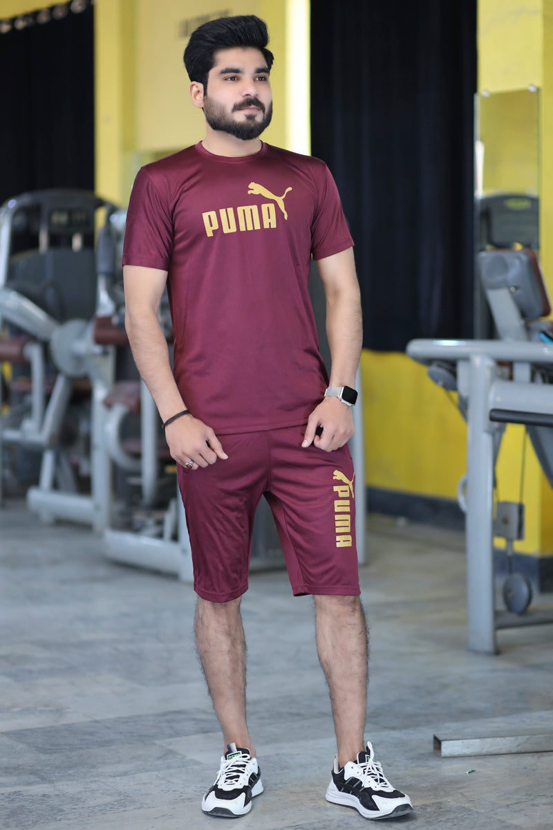 Men Summer Short Set Maroon