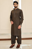 Men Premium Embroidered  Kameez Shalwar Brown