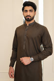 Men Premium Embroidered  Kameez Shalwar Brown