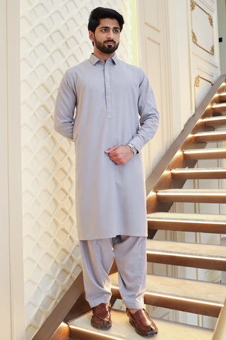 Men Premium Cotton Kameez Shalwar Grey