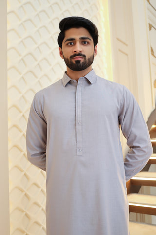 Men Premium Cotton Kameez Shalwar Grey