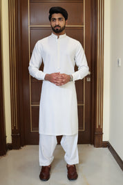 Men Premium Embroidered  Kameez Shalwar White