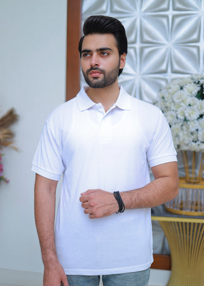 Men Short Sleeve Polo Shirt White