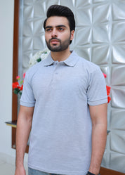 Men Short Sleeve Polo Shirt Grey