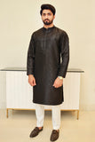 Men Premium Jamawar Kurta Black