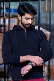 Men Adjustable hoodie with Front Zip Style