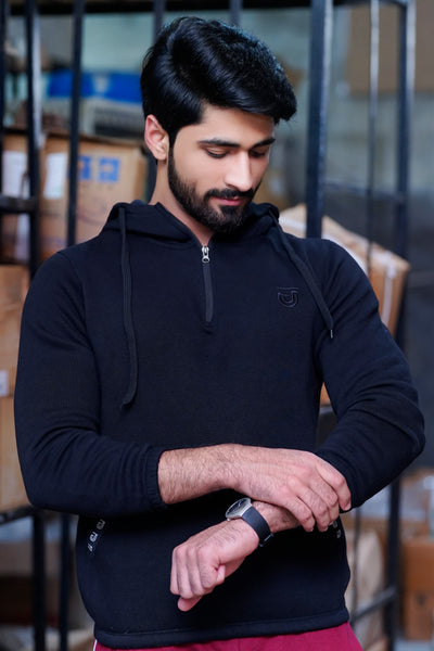Men Adjustable hoodie with Front Zip Style