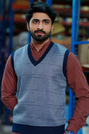 Men Stylish V Neck Sweater Grey