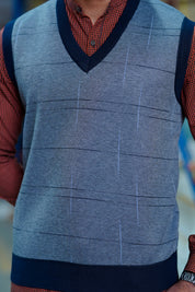 Men Stylish V Neck Sweater Grey