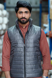 Men Sleeveless Puffer Jacket Charcoal