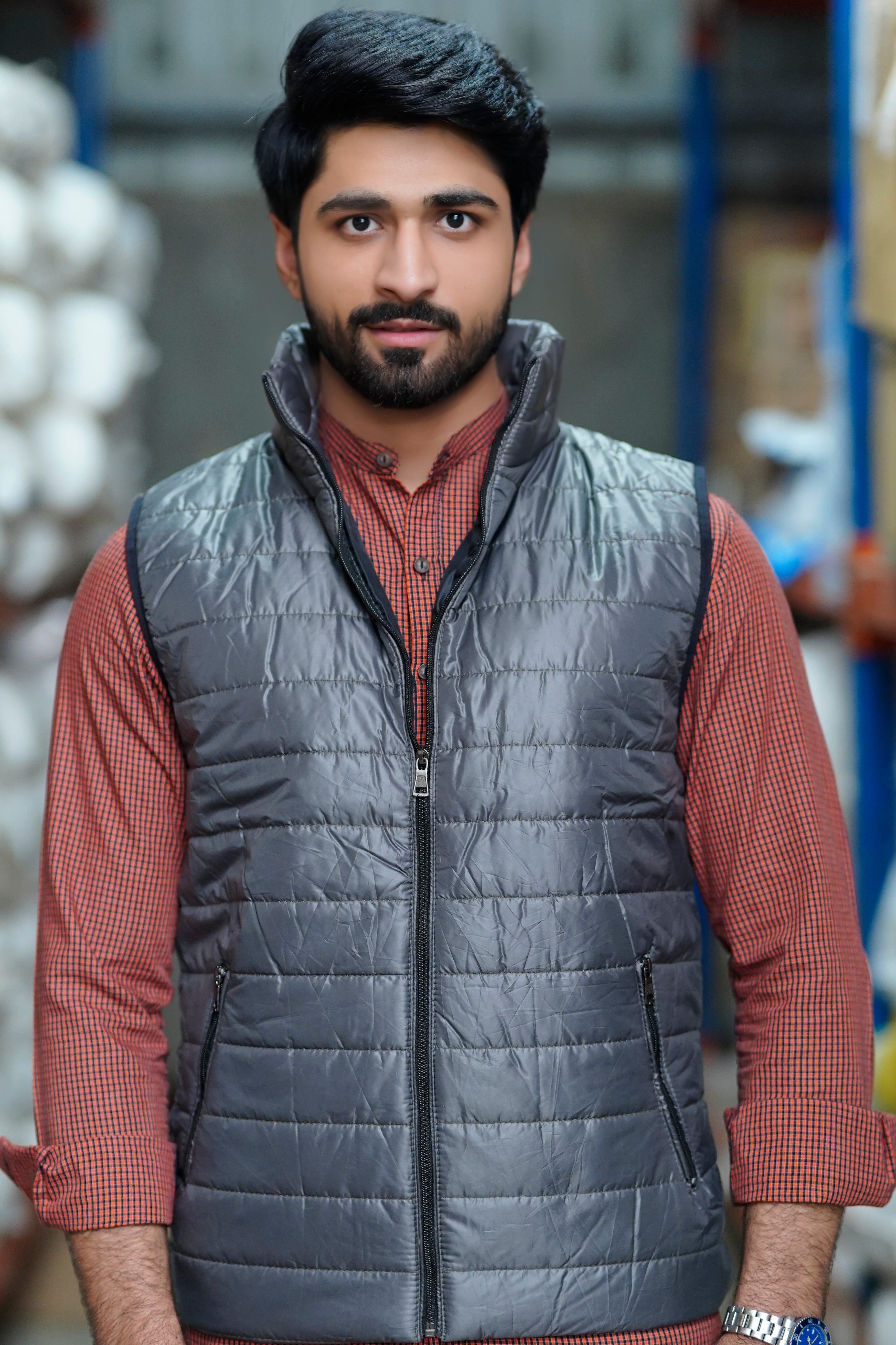 Men Sleeveless Puffer Jacket Charcoal